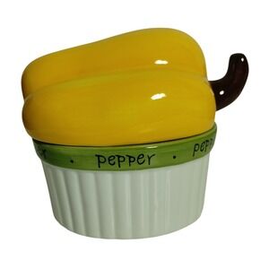 Certified International Judy Phipps Yellow Bell Pepper Ceramic Lidded Ramekin